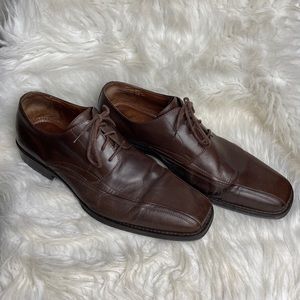Mens JOHNSTON & MURPHY Brown Leather 20-6460 Square Toe Oxford Shoes Size 12 M